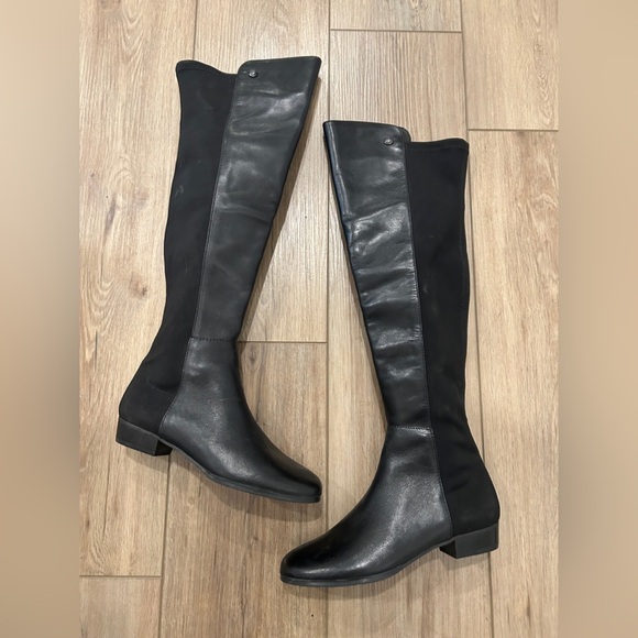 Vince Camuto Genuine Leather Black over the knee riding boots equestrian cowgirl - Picture 1 of 16